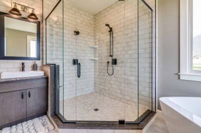 Glass Enclosure with Modern Fixtures