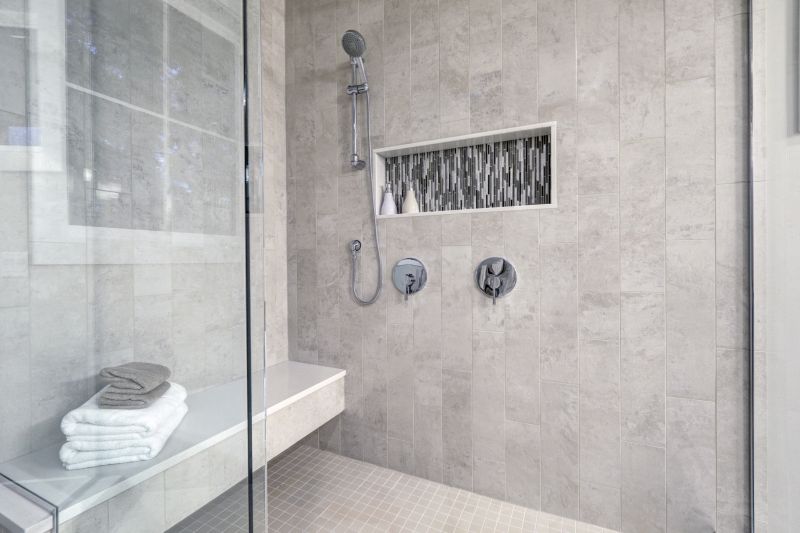 Corner Shower with Elegant Tiles
